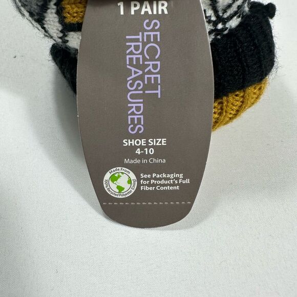 Secret Treasures Women's Multicolor Faux Fur Slipper Socks Size 4-10. 2 Pairs - Picture 6 of 9